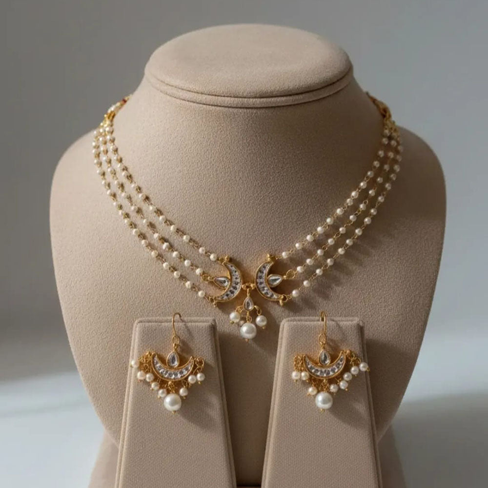 Palak Art Heritage Austrian Stone Pearl And Beads Necklace Set