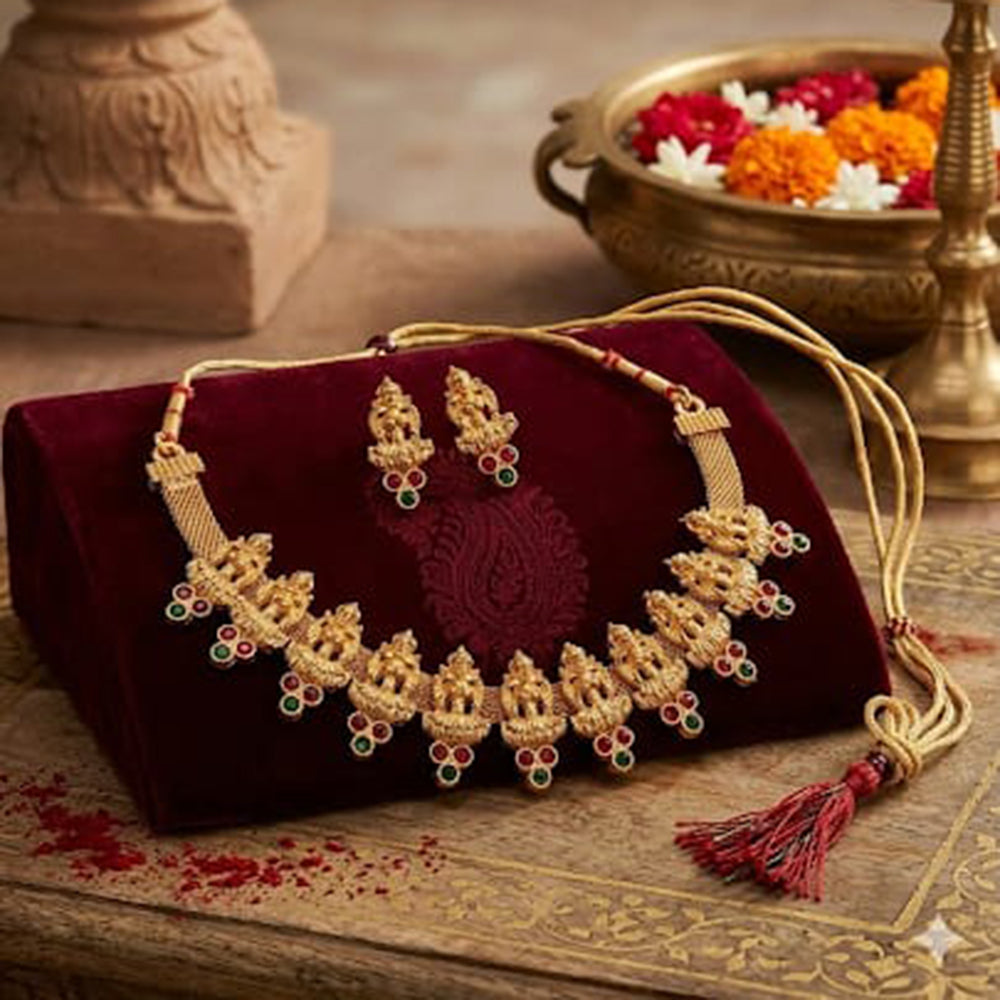 Palak Art Elegant Pota Stone Designer Necklace Set