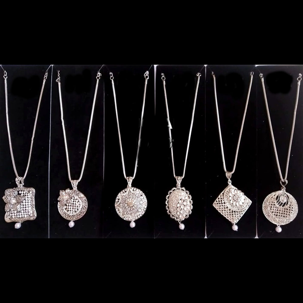 R Jogan Silver Plated Chain Pendant Set (Assorted Design)