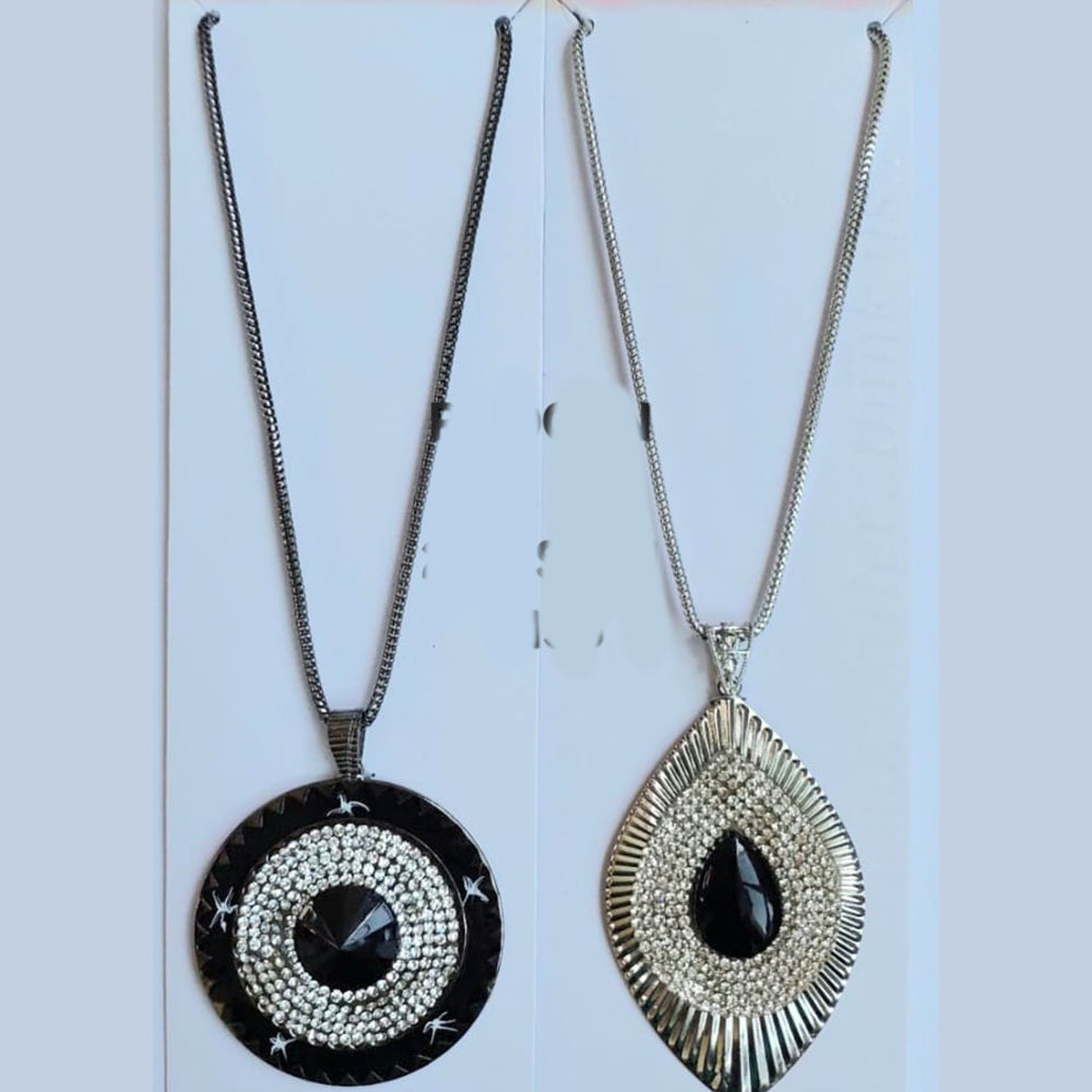 R Jogan Oxidised Plated Chain Pendant Set (Assorted Design)