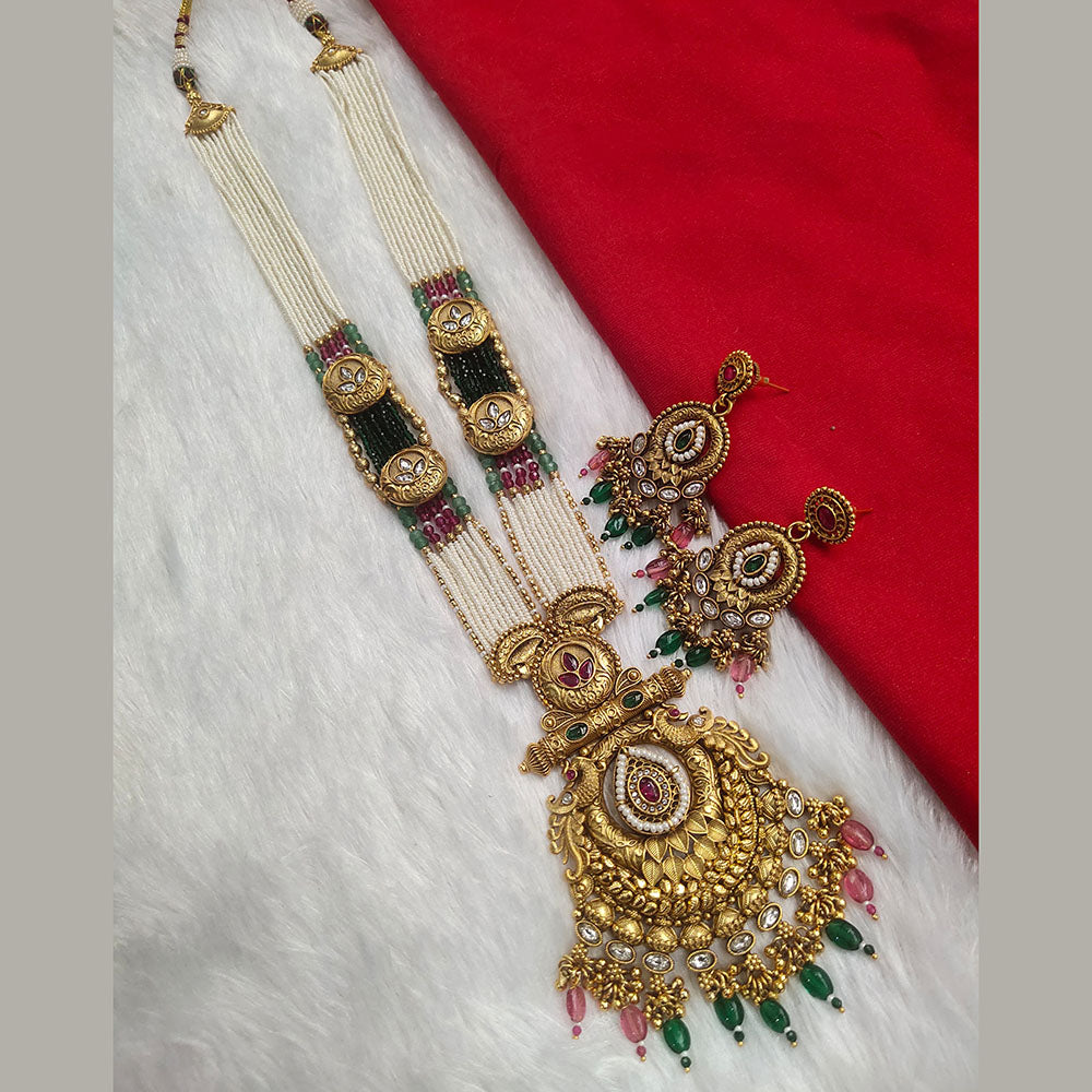 Kala Creation Gold Plated Pota Stone And Pearl Necklace Set