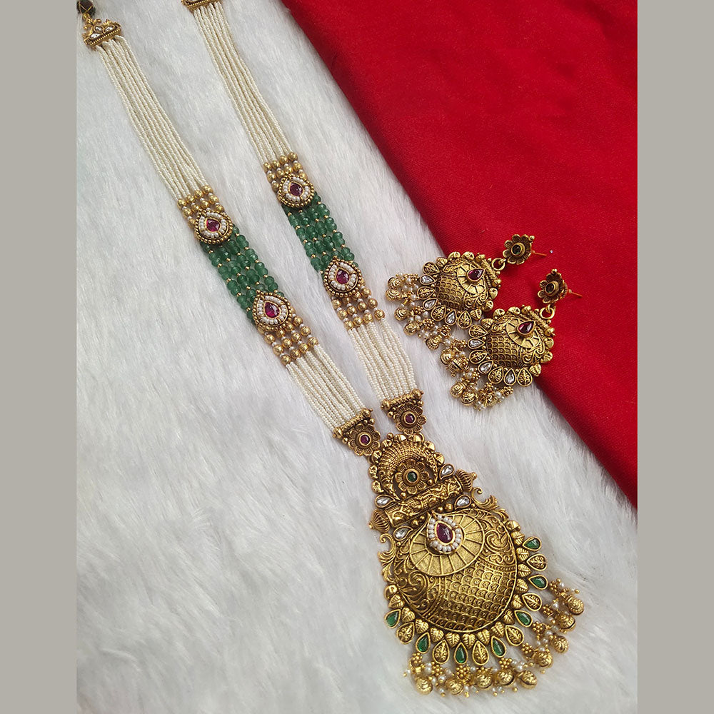 Kala Creation Gold Plated Pota Stone And Pearl Necklace Set