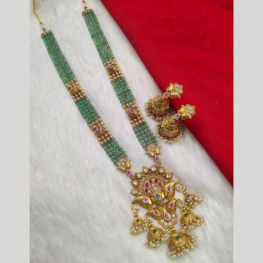 Kala Creation Gold Plated Pota Stone And Pearl Necklace Set