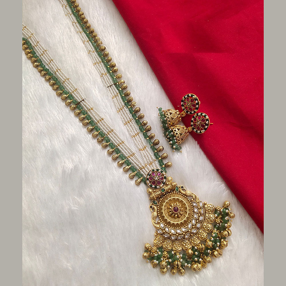 Kala Creation Gold Plated Pota Stone And Pearl Necklace Set