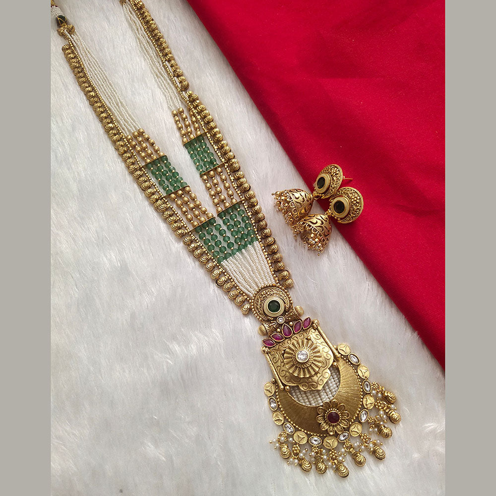 Kala Creation Gold Plated Pota Stone And Pearl Necklace Set