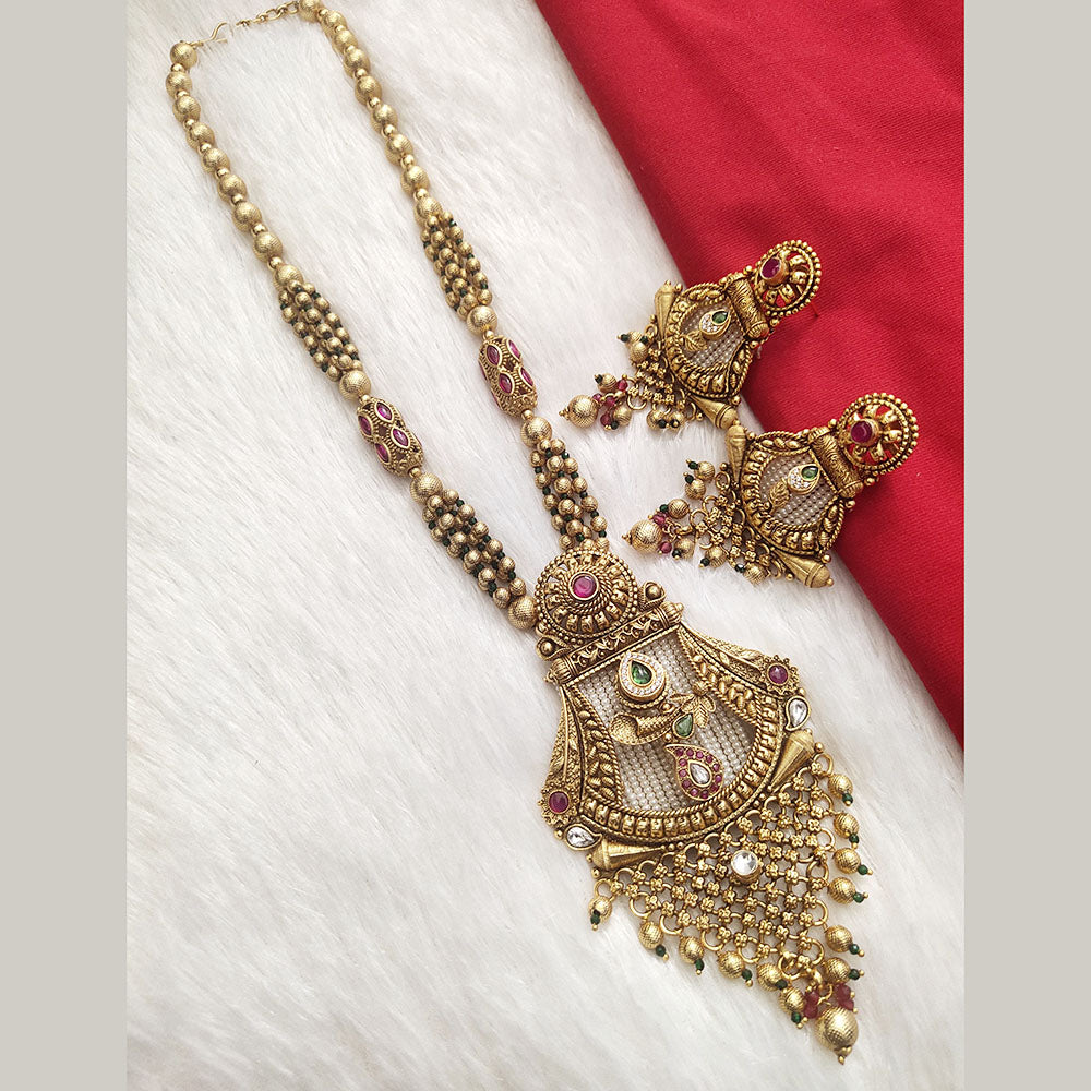 Kala Creation Gold Plated Pota Stone And Pearl Necklace Set