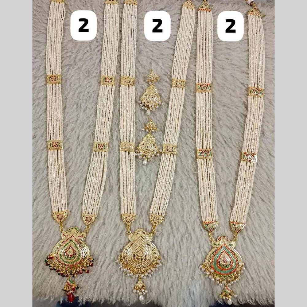 Star India Gold Plated Peral And Beads Long Necklace Set