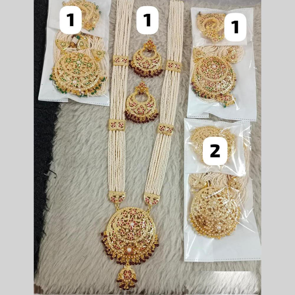 Star India Gold Plated Peral And Beads Long Necklace Set