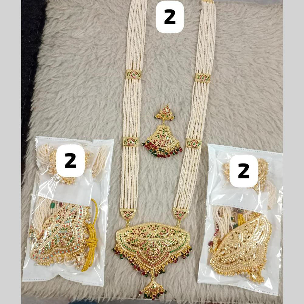 Star India Gold Plated Peral And Beads Long Necklace Set