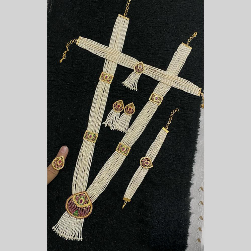 Star India Gold Plated American Diamond And Pearl Combo Set