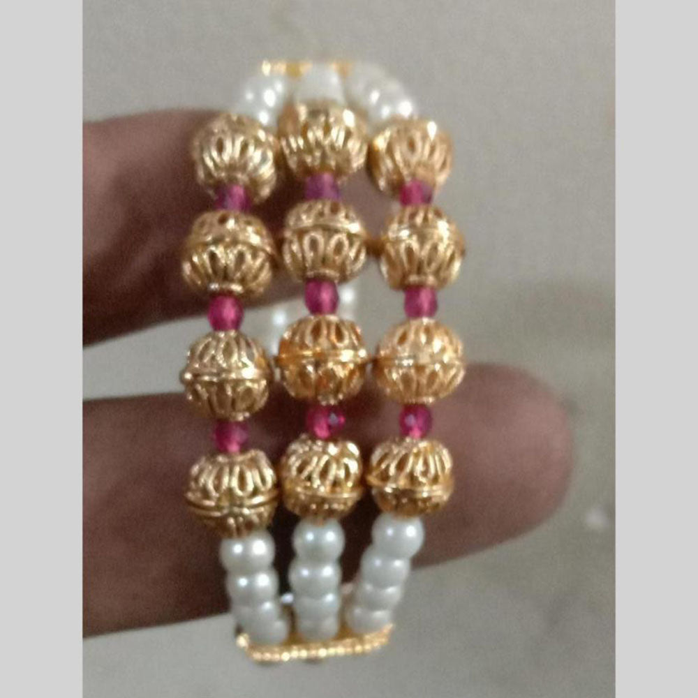 Star India Gold Plated Pota Stone And Pearl Bracelet