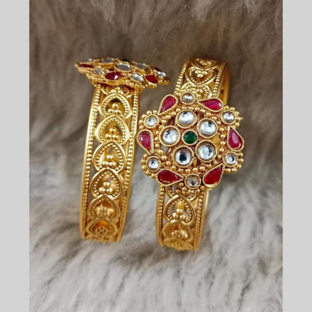 Star India Gold Plated Pota Stone And Pearl Openable Bracelet