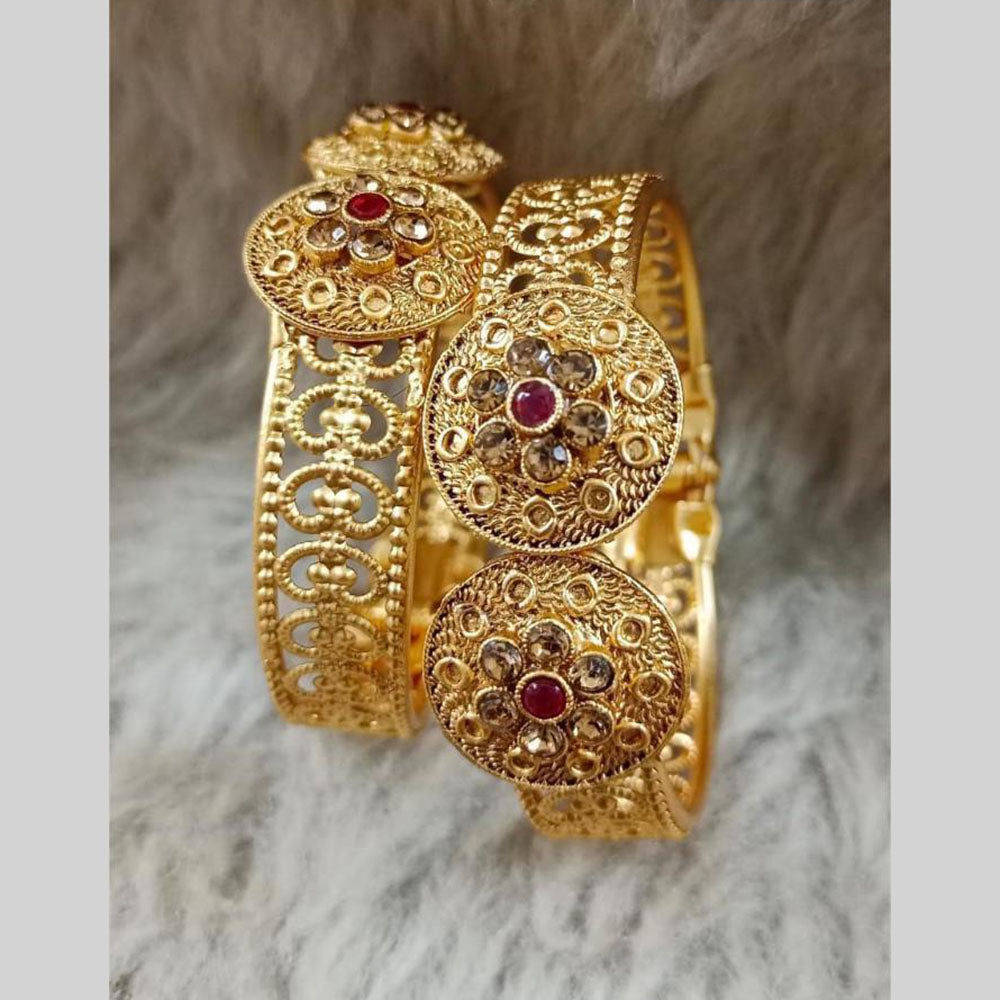 Star India Gold Plated Pota Stone And Pearl Openable Bracelet