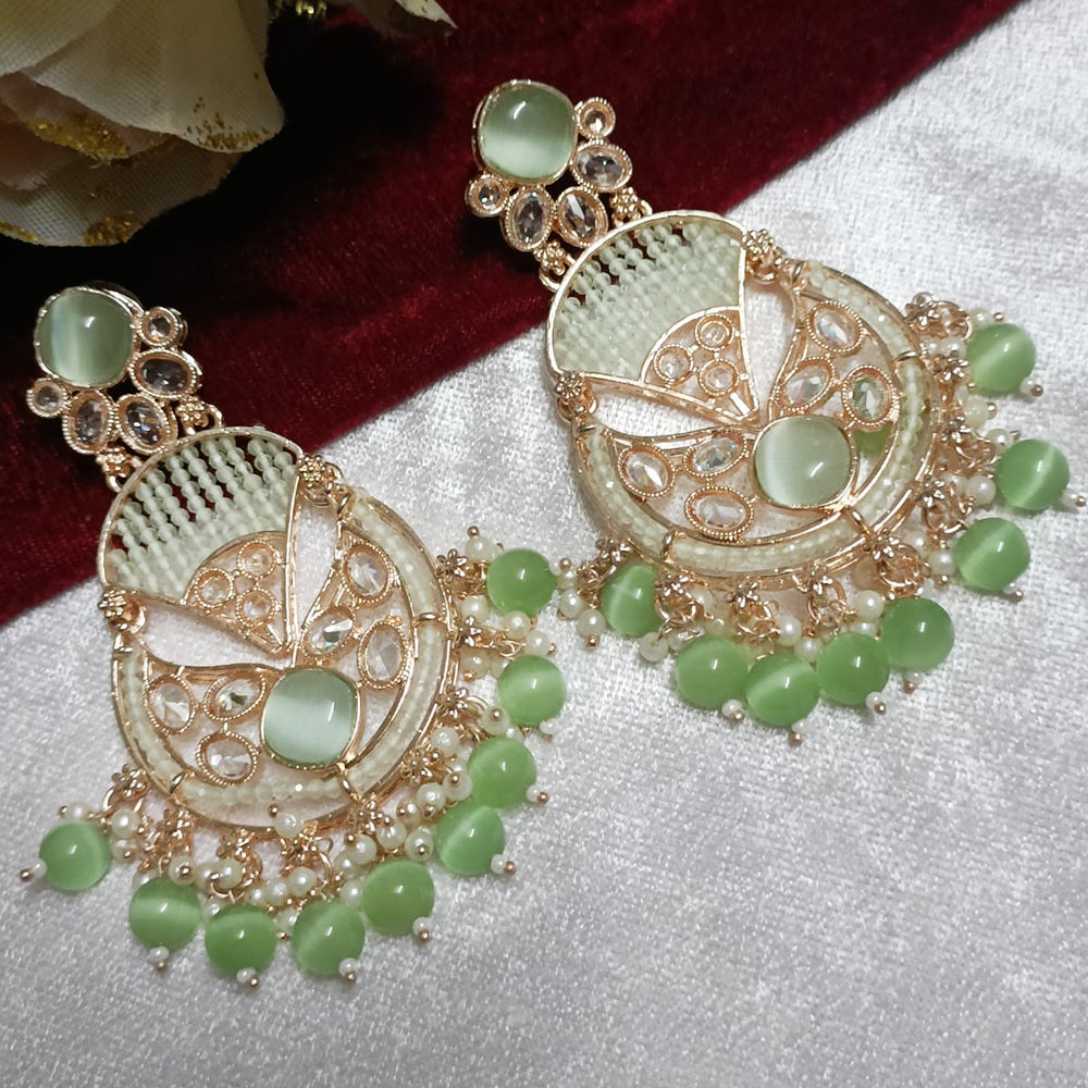Exotica Collection Rose Gold Plated Crystal And Pearl Dangler Earrings