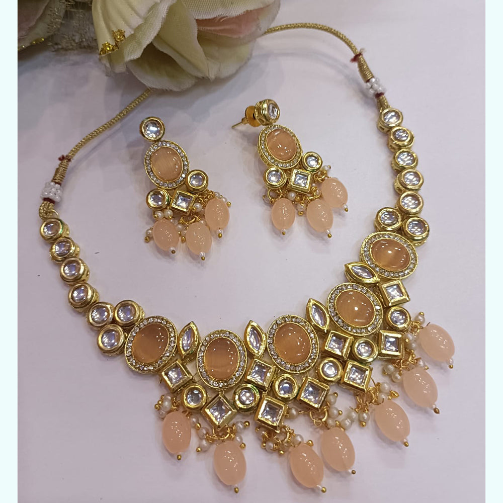 Exotica Collection Gold Plated Kundan Stone And Beads Necklace Set
