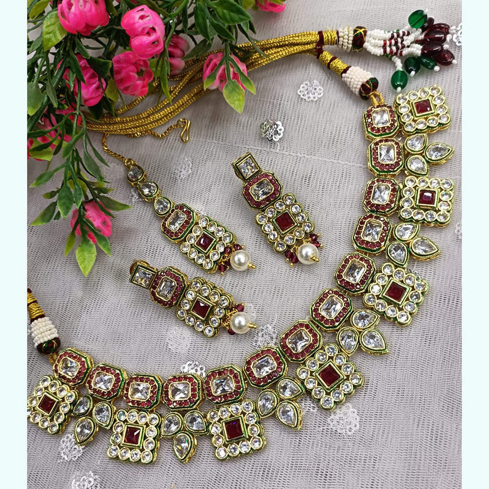 Exotica Collection Gold Plated Crystal Stone Necklace Set