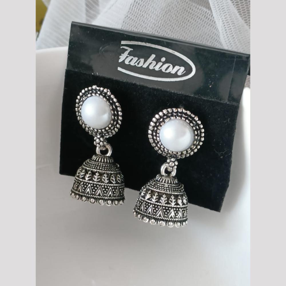 Exotica Collection Oxidised Plated  Jhumki Earrings