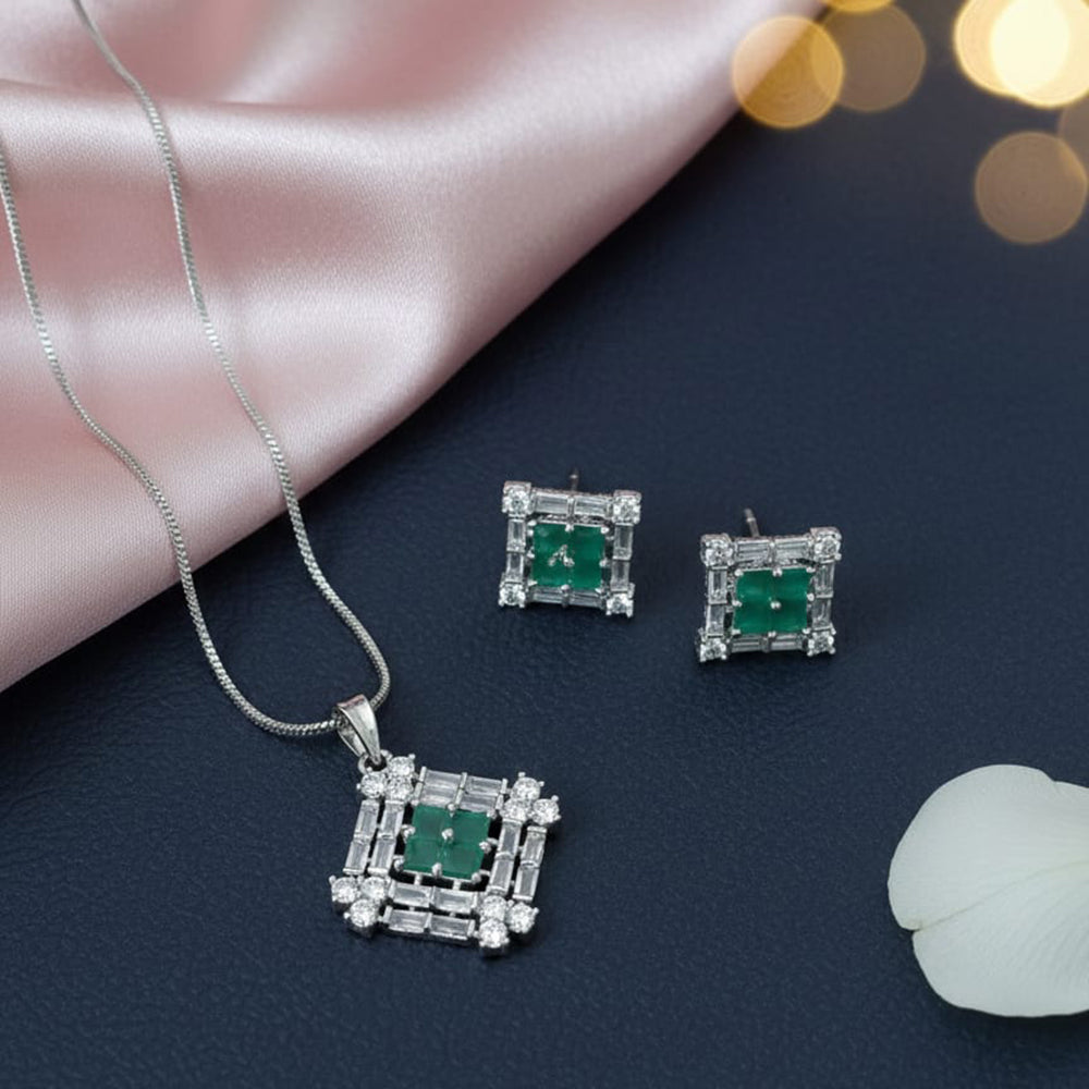 Exotica Collection Lightweight Sparkling Crystal Stone Chain Pendant Set