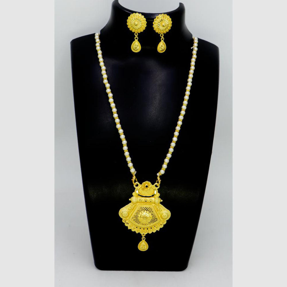 Mahavir Traditional Gold Forming Look Pearl Long Necklace Set (Pack of 6)