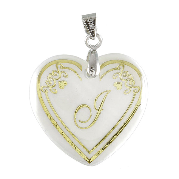 Urthn Alphabet J" Heart Shaped Shell Pendant
