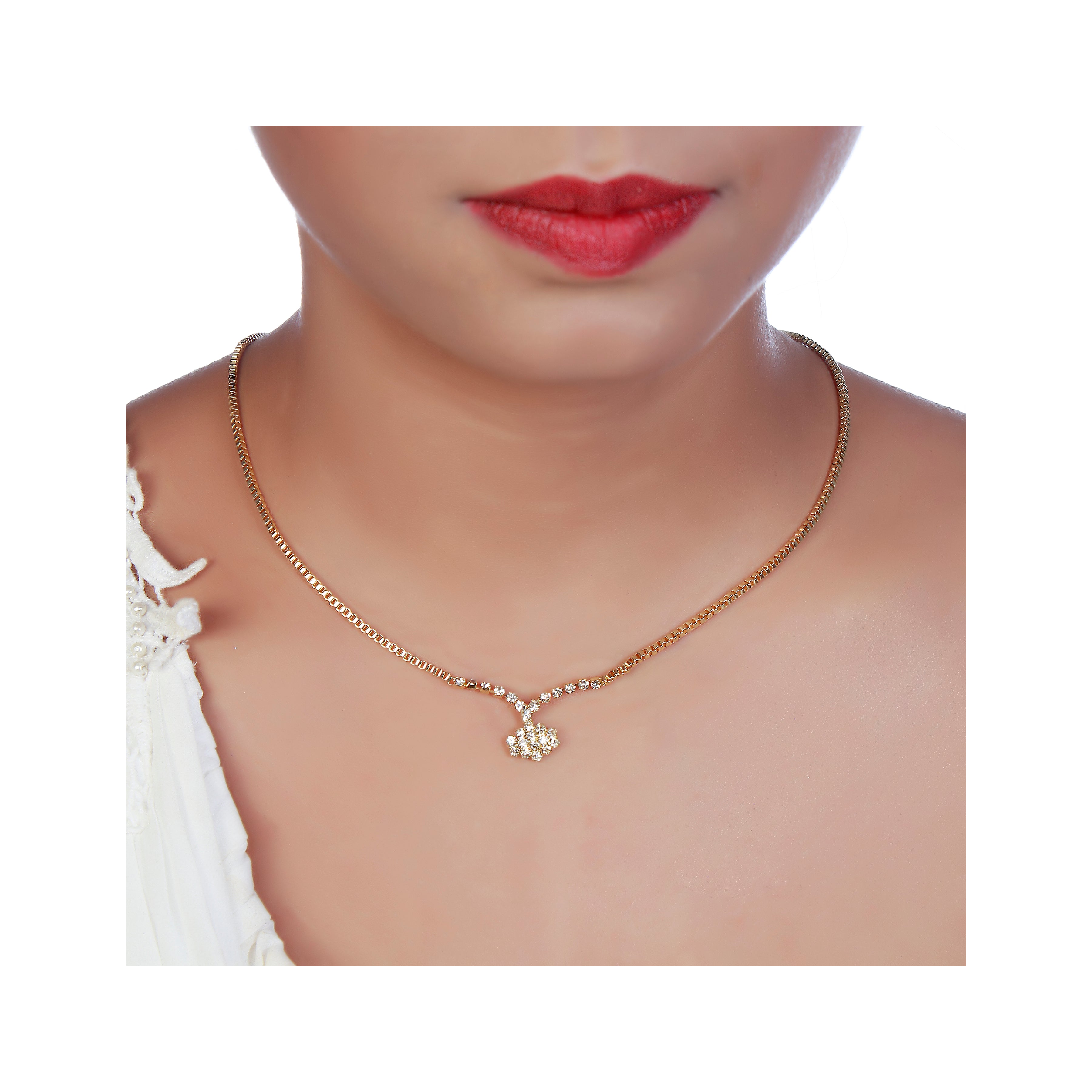 Urthn Gold Plated Stone Necklaces Set with Bracelet (Pack Of 6)