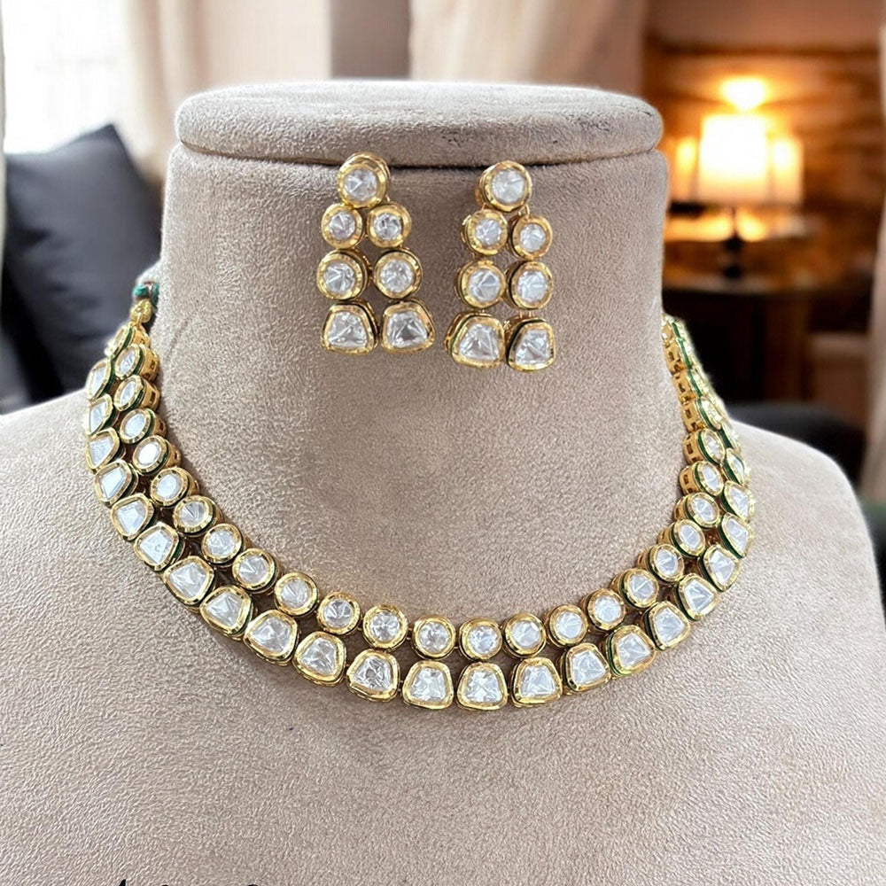 Jewel Addiction Gold Plated Polki Kundan Stone Necklace Set