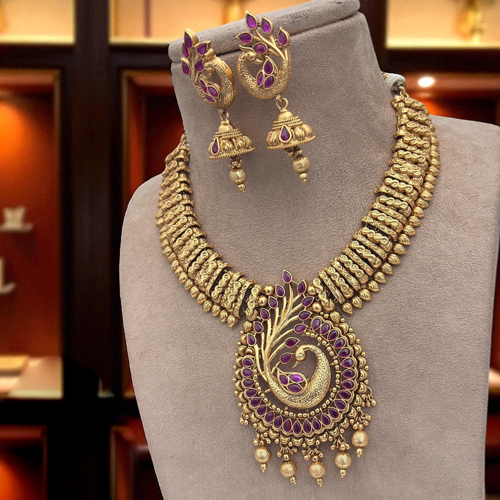 Jewel Addiction Traditional Pota Stone And Pearl Necklace Set