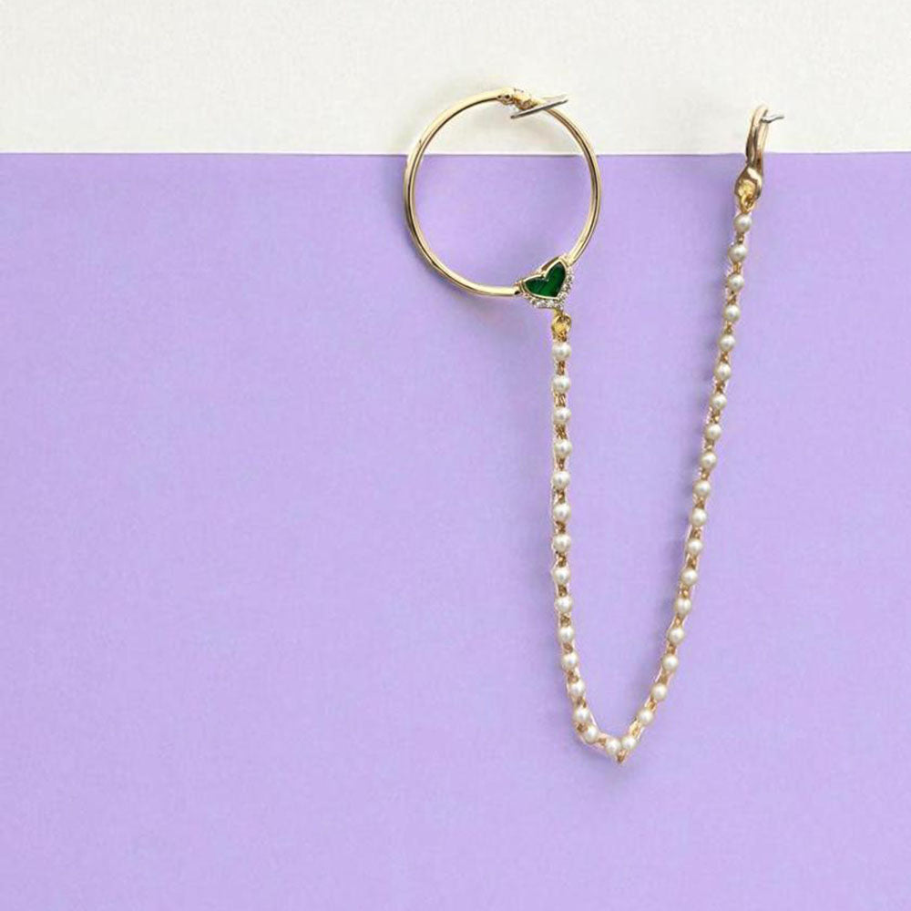 Jewel Addiction Premium Austrian Stone and Pearl Nath Nose Ring for Women & Girls