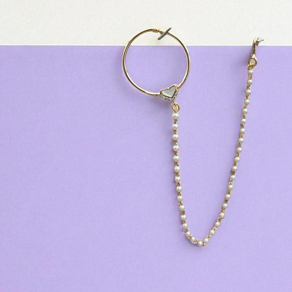 Jewel Addiction Premium Austrian Stone and Pearl Nath Nose Ring for Women & Girls