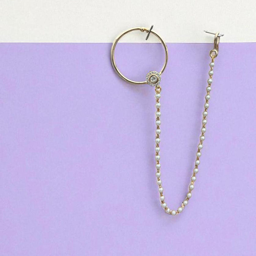 Jewel Addiction Stylish Crystal and Pearl Nath Nose Ring for Women & Girls
