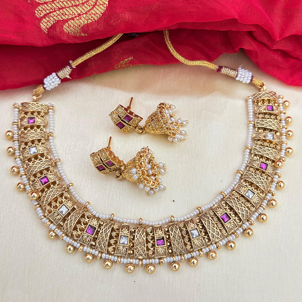 Jewel Addiction Designer Pota Stone And Pearl Necklace Set