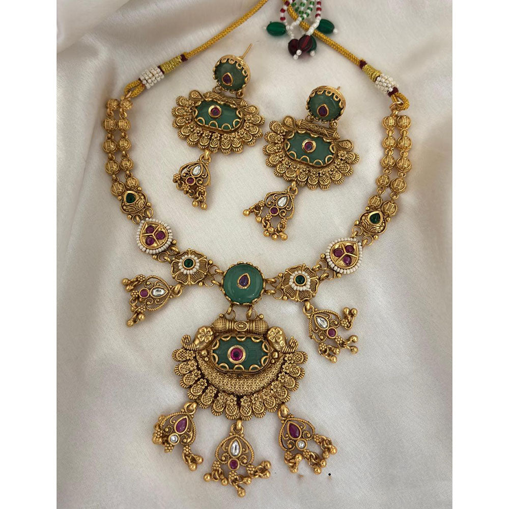 Jewel Addiction Designer Pota Stone and Pearl Elegant Necklace Set