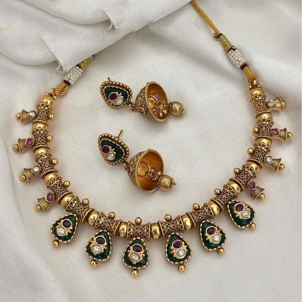 Jewel Addiction Designer Pota Stone and Pearl Elegant Necklace Set
