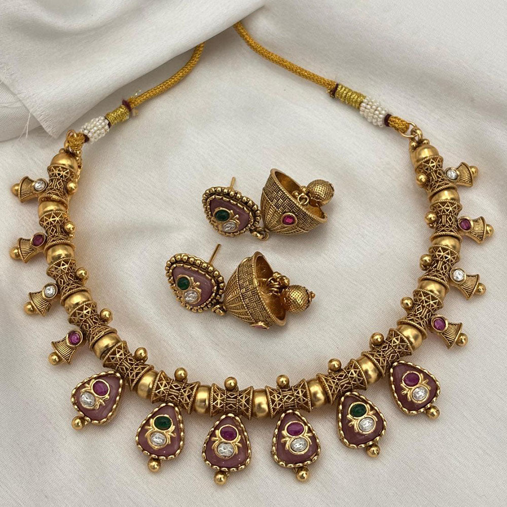 Jewel Addiction Designer Pota Stone and Pearl Elegant Necklace Set