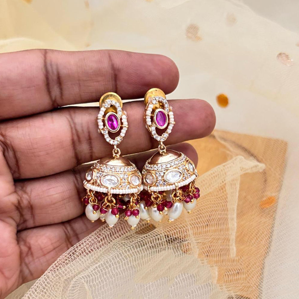 Jewel Addiction Polki Kundan Stone And Pearl Designer Jhumki Earrings