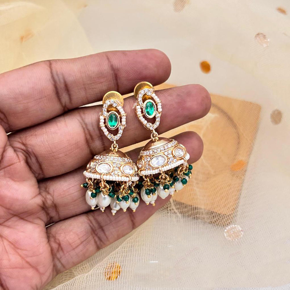 Jewel Addiction Polki Kundan Stone And Pearl Designer Jhumki Earrings