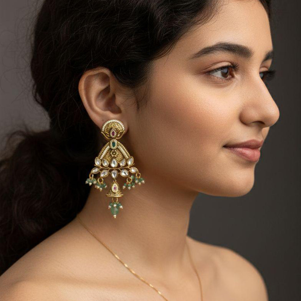 Jewel Addiction Designer Pota Stone And Pearl Dangler Earrings