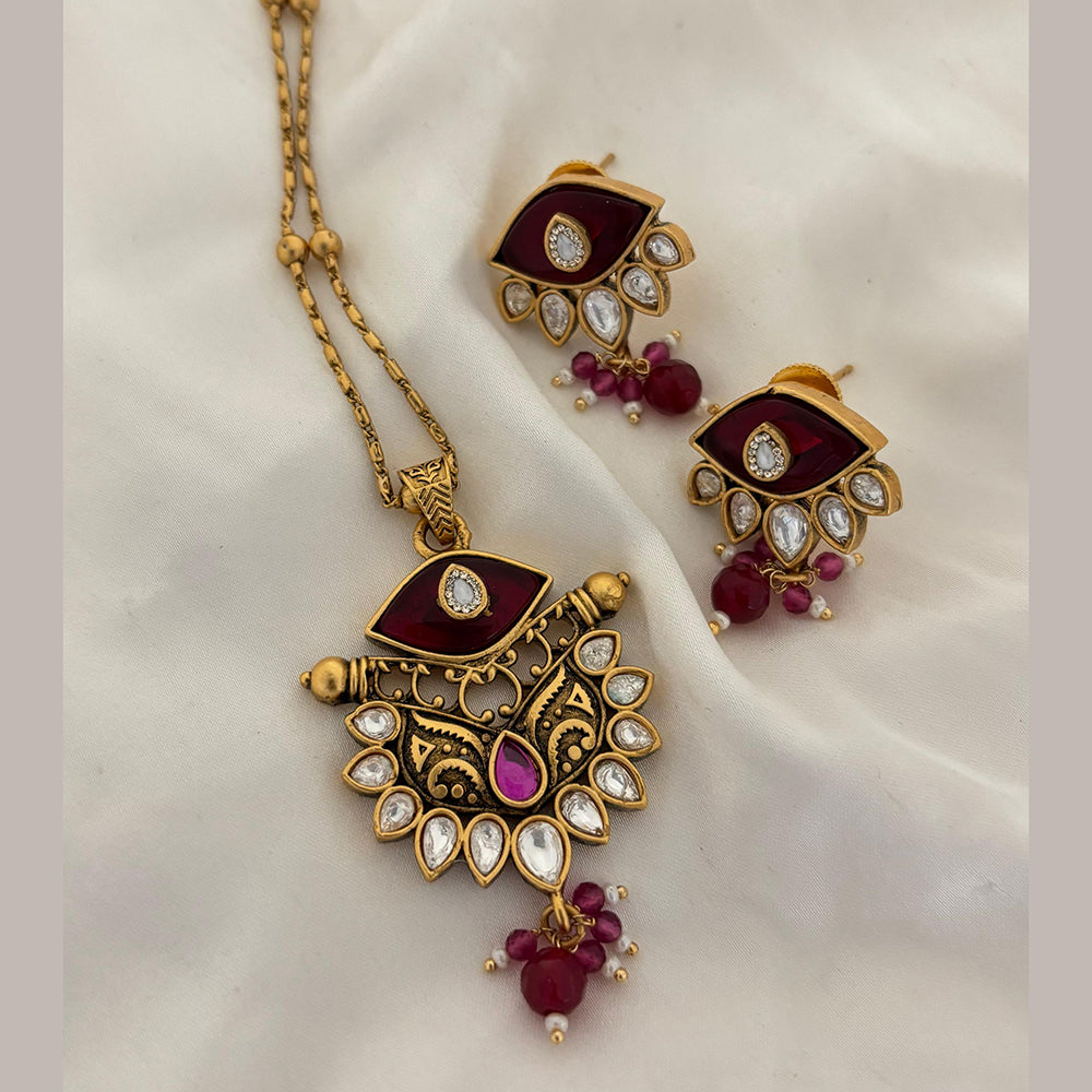 Jewel Addiction Pota Stone And Pearl Designer Pendant Set