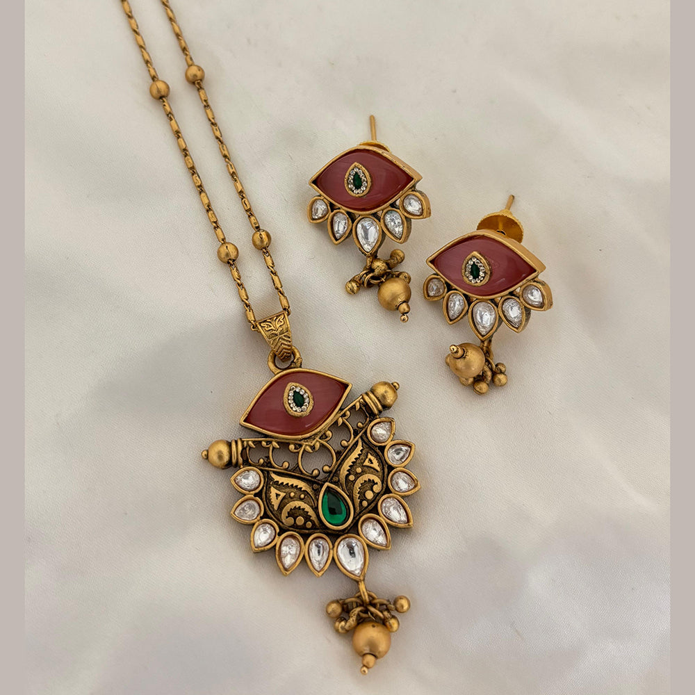 Jewel Addiction Pota Stone And Pearl Designer Pendant Set