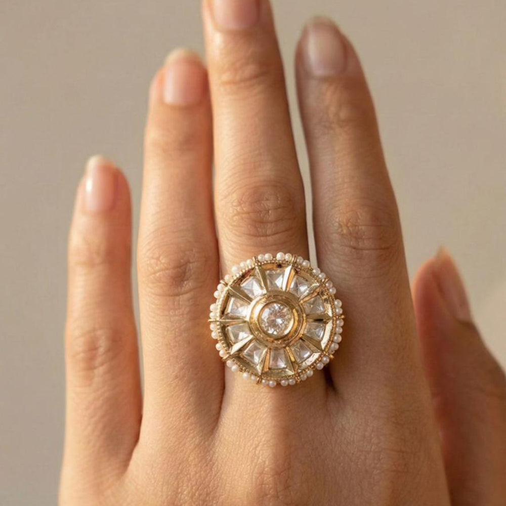 Jewel Addiction Royal Look Polki Kundan Designer Finger Ring