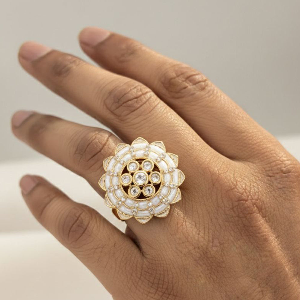 Jewel Addiction Royal Look Polki Kundan Designer Finger Ring