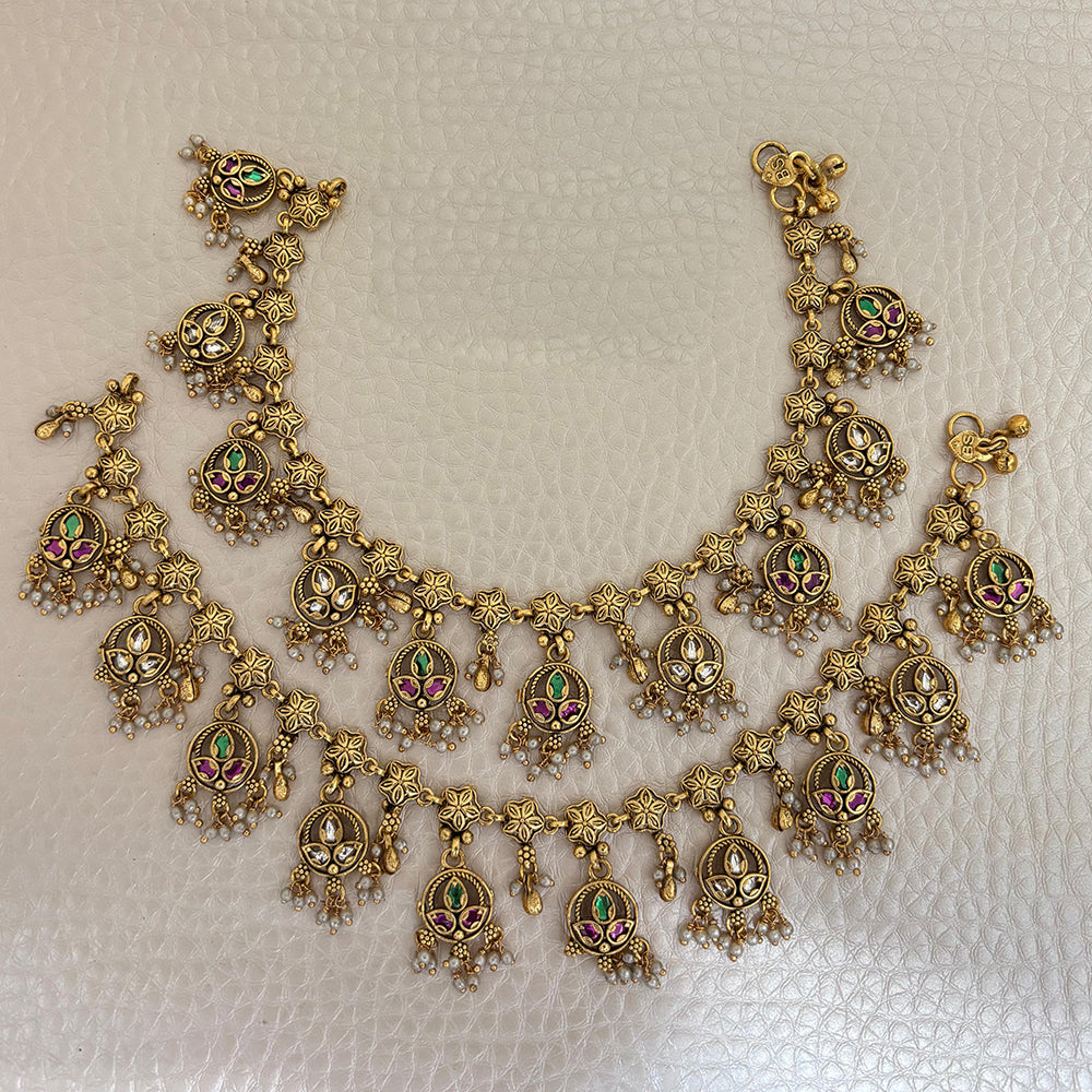 Jewel Addiction Traditional Antique-Finish Pearl Anklets