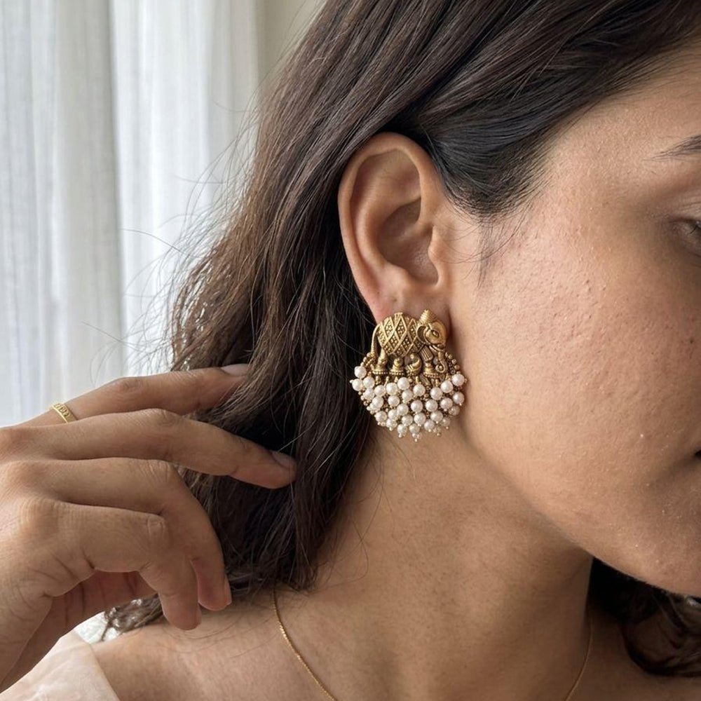 Jewel Addiction Pearl Cluster Dangler Earrings