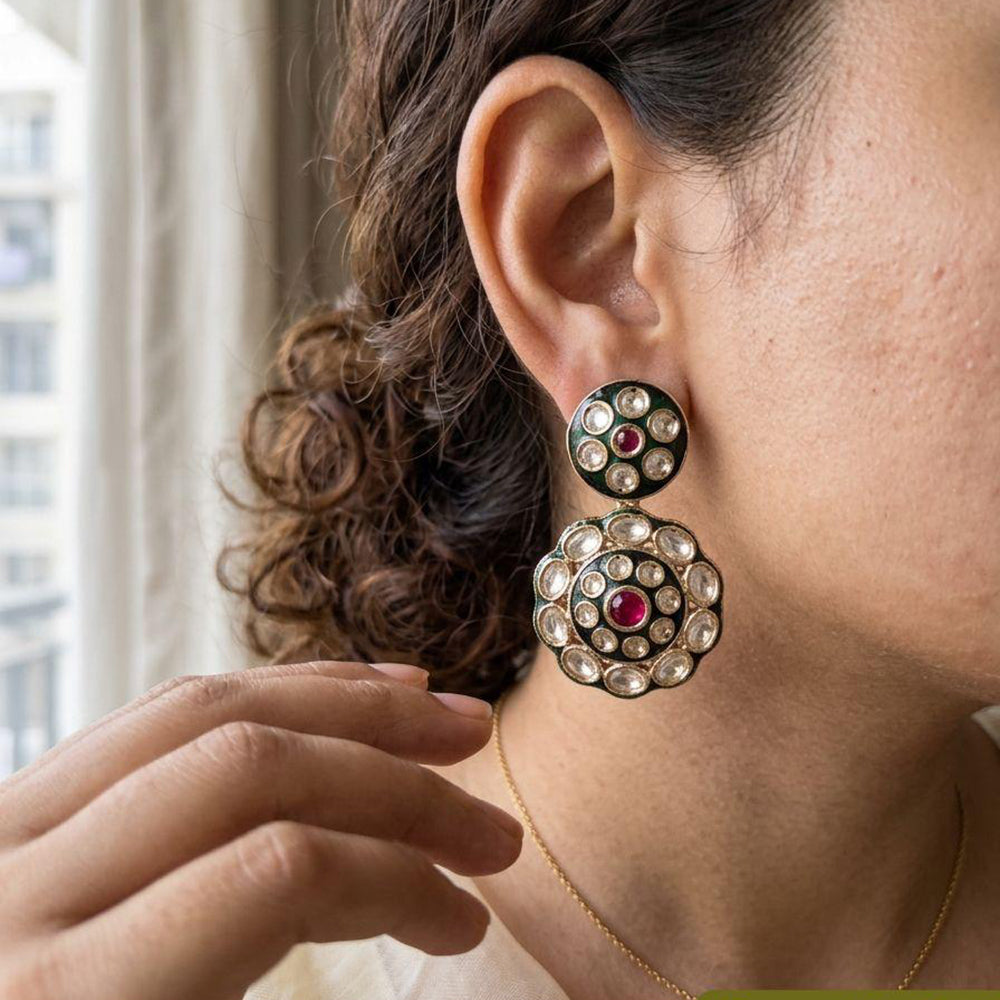 Jewel Addiction Designer Polki Kundan Stone Dangler Earrings