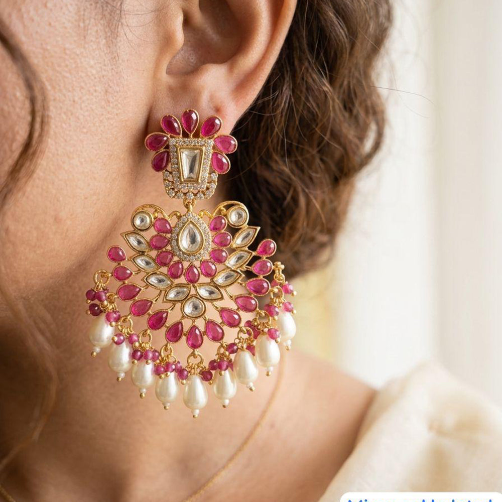 Jewel Addiction Designer Polki Kundan Stone And Beads Dangler Earrings