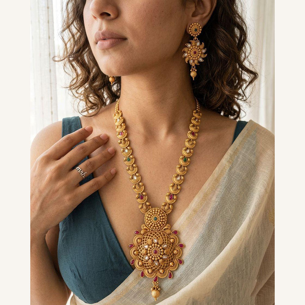 Jewel Addiction Luxury Pota Stone And Pearl Necklace Set