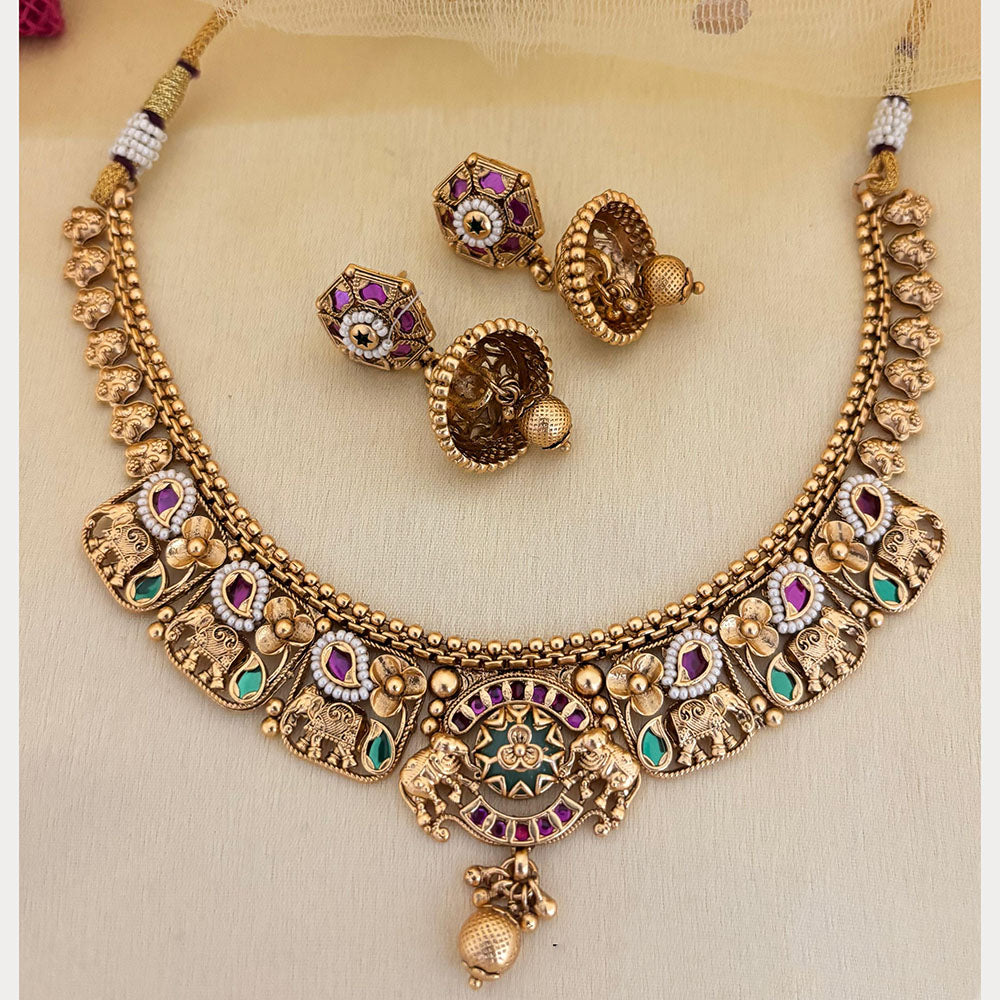 Jewel Addiction Luxury Pota Stone And Pearl Necklace Set