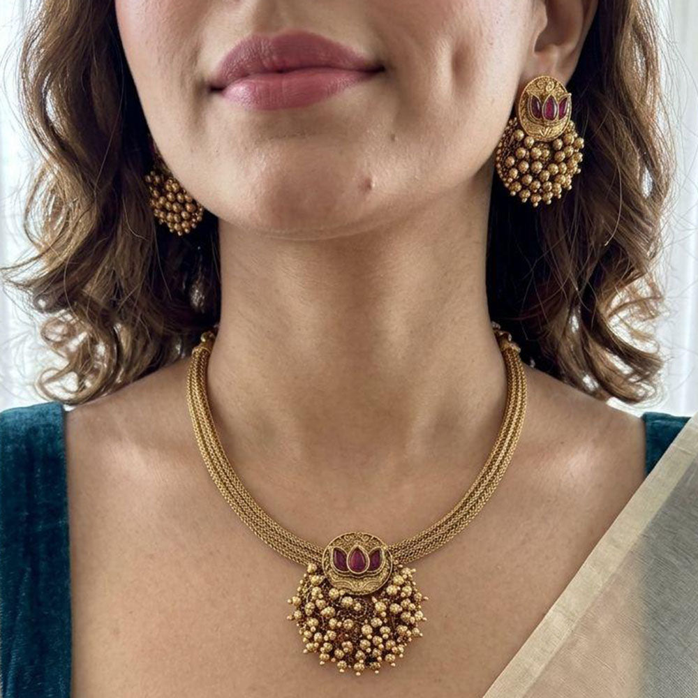 Jewel Addiction Elegance Pota Stone And Pearl Necklace Set