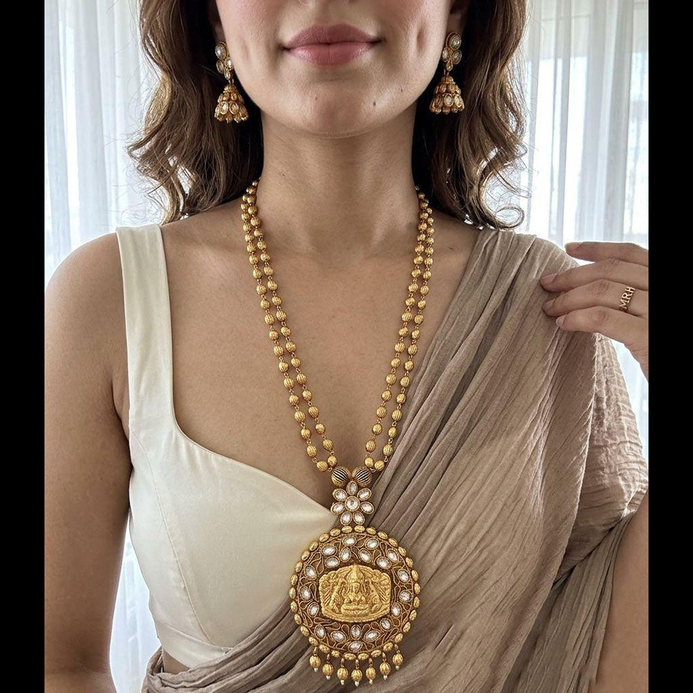 Jewel Addiction Premium Pota Stone And Pearl Long Necklace Set