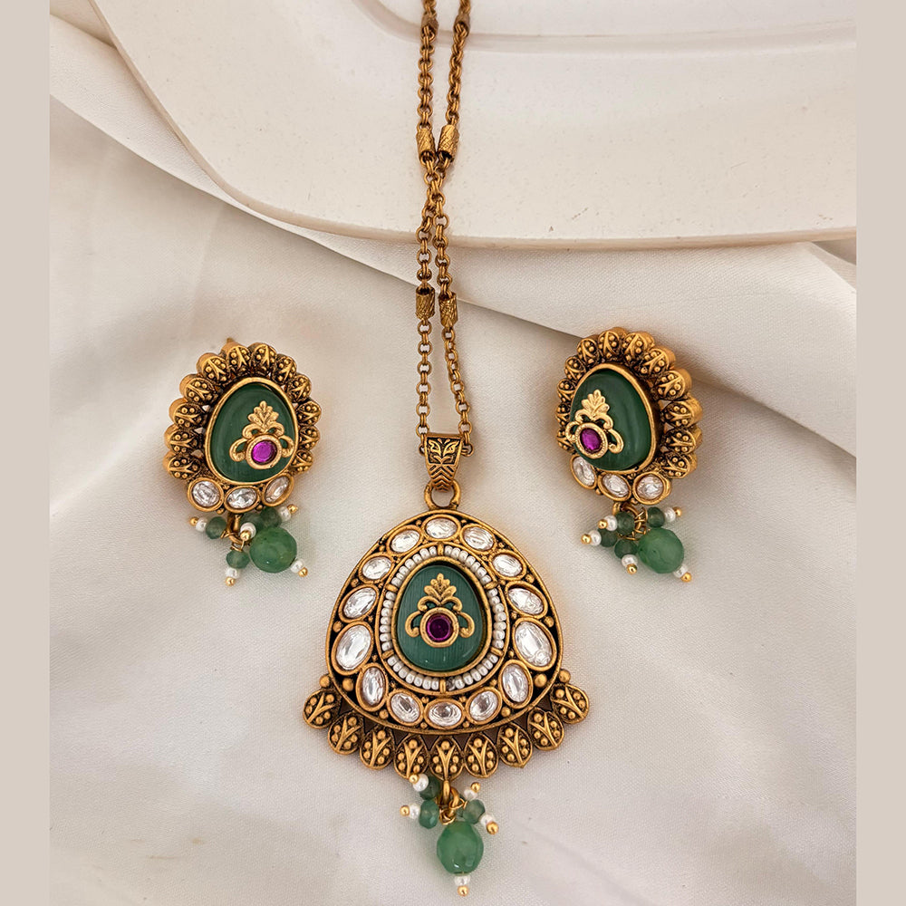 Jewel Addiction Pota Stone And Pearl Designer Pendant Set